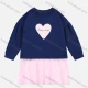 Wholesale Girls' Fall 100%Cotton Round Neck Long Sleeve Heart Print Splicing Lace Dress Blue Guangzhou Clothing Wholesale Market & Suppliers -LIUHUAMALL