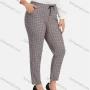 Wholesale Women's Casual Plus Size High Elastic Plaid Print Stright Leg Pants With Drawstring 33029# preview