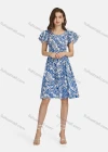 Wholesale Women's Casual Layered Sleeve Crew Neck Shirred Peplum Leaf Print Dress 10051# - Liuhuamall