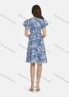 Wholesale Women's Casual Layered Sleeve Crew Neck Shirred Peplum Leaf Print Dress 10051# - Liuhuamall