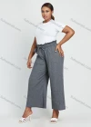 Wholesale Women's Plus Size High Waist Plain Ankle Length Wide Leg Trouser With Belt - Liuhuamall