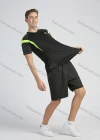 Wholesale Men's Sporty Contrast Color Striped Trim Round Neck Short Sleeve Workout T-shirt - Liuhuamall