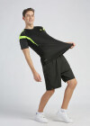 Wholesale Men's Sporty Contrast Color Striped Trim Round Neck Short Sleeve Workout T-shirt - Liuhuamall