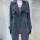 Wholesale Women's Lapel Straps Buttons Belted Plain Mid Length Trench Coat 60# Clothing Wholesale Market Liuhua