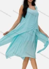 Wholesale Women's Casual Sweetheart Neck Tiered Pain A-Line Knee Length Dress - Liuhuamall
