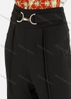 Wholesale Women's High Waist Buckle Belted Solid Flared Trousers - Liuhuamall