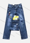 Wholesale Boys Button Pockets Frayed Patched Labelled Embroidered Letter Plain Casual Jean 201# - Liuhuamall