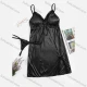 Wholesale Women's Sexy See Through Spaghetti Strap Nightgown&Panty 2 Piece Lingerie Sets 1292# Black Clothing Wholesale Market Liuhua