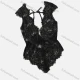 Wholesale Women's Sexy Lace Up See Through Lace One Piece Lingerie Bodysuit 1347# Black Clothing Wholesale Market Liuhua