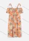 Wholesale Women's Casual Cold Shoulder Floral Print Button Decor Short Dress 7746# - Liuhuamall
