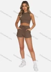 Wholesale Women's Casual Plain Round Neck Crop Tank Top & Drawstring Pockets Short 2 Piece Set 211071# - Liuhuamall