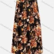 Wholesale Women's Casual Allover Leaf Floral Print Elastic Waist A-line Midi Skirts Black Clothing Wholesale Market Liuhua
