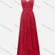 Wholesale Women's Glamorous Plain V Neck Appliques Lace Pearl Decor Maxi Bridesmaid Dress K069# Red Clothing Wholesale Market Liuhua