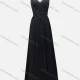 Wholesale Women's Glamorous Plain V Neck Appliques Lace Pearl Decor Maxi Bridesmaid Dress K069# Black Clothing Wholesale Market Liuhua