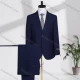 Wholesale Men's Business Lapel Single Breasted Striped Flap Pockets Blazer Jacket & Pants 2 Piece Set 18080# Navy Clothing Wholesale Market Liuhua