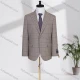 Wholesale Men's Business Lapel Single Breasted Plaid Flap Pockets Blazer Jacket 32491# Khaki Clothing Wholesale Market Liuhua