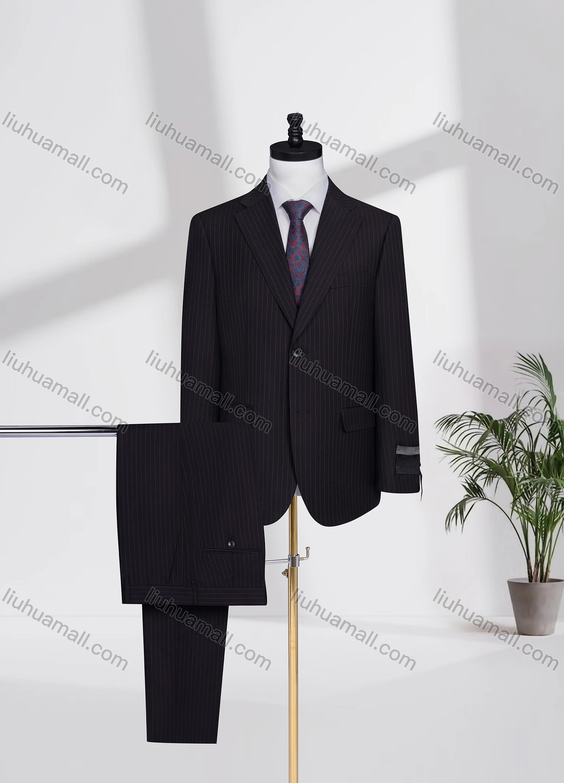 Wholesale Men's Business Lapel Single Breasted Striped Flap Pockets Blazer Jacket & Pants 2 Piece Set 727827# - Liuhuamall