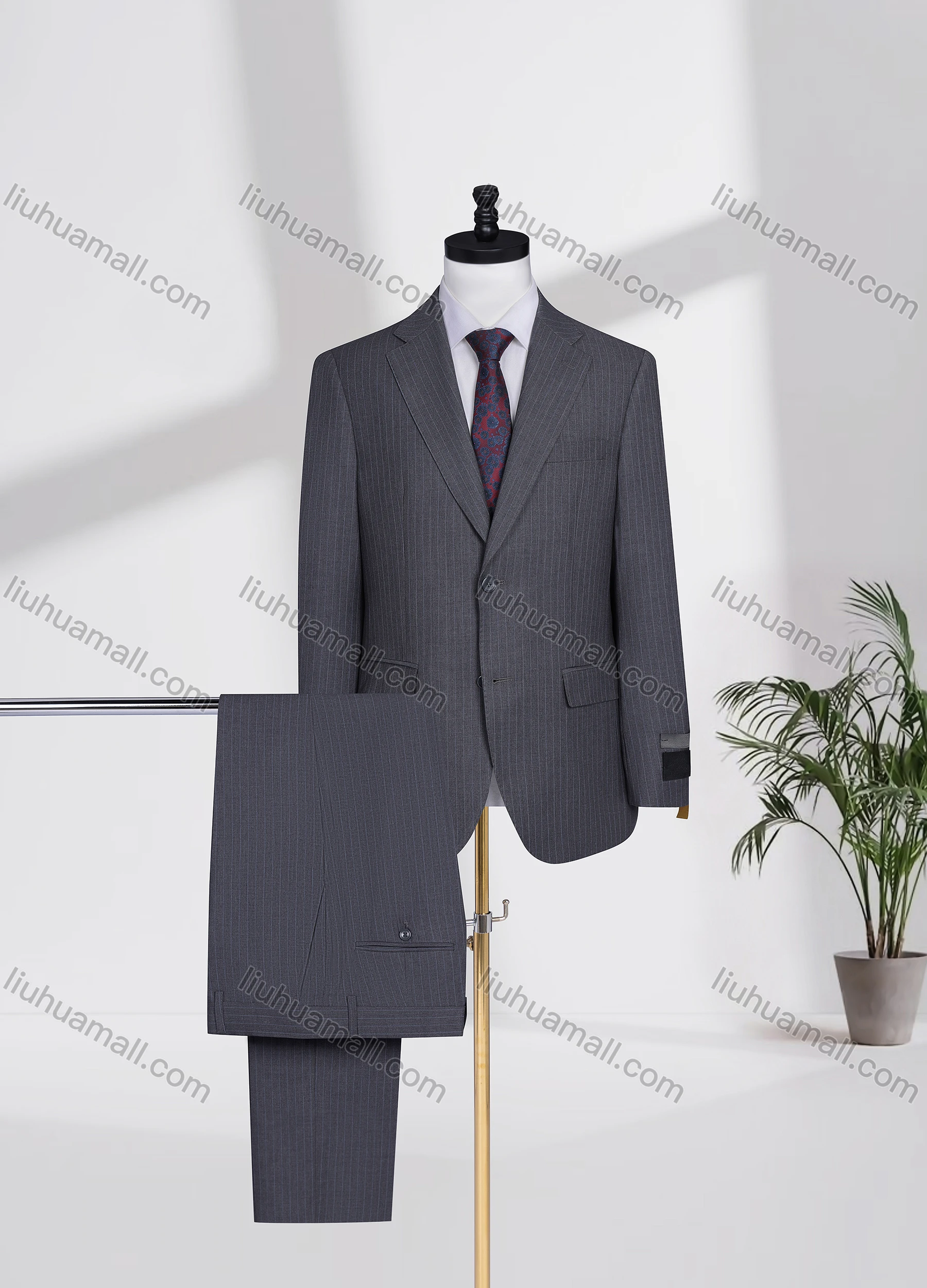 Wholesale Men's Business Lapel Single Breasted Striped Flap Pockets Blazer Jacket & Pants 2 Piece Set 727827# - Liuhuamall