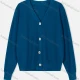 Wholesale Women's Casual Plain V Neck Cable Knit Button Down Crop Cardigan 2297# Blue Clothing Wholesale Market Liuhua