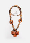 Wholesale Vintage Four Leaves Clover Wood Beads Necklace - Liuhuamall