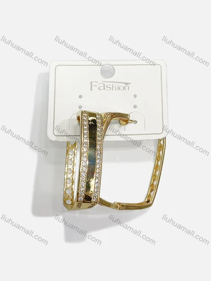 Wholesale Fashionable Copper Gold Plated Square Rhinestone Hypoallergenic Earrings