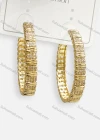 Wholesale Fashionable Copper Rhinestone Gold Plated Hoop Hypoallergenic Earrings - Liuhuamall