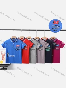 Wholesale Boy's Casual Letter Print Short Sleeve Modal Cotton Polo Shirt, LIUHUA CLOTHING WHOLESALE
