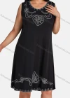 Wholesale Women's Plus Size Elegant Crew Neck Sleeveless Embroidery Knee Length Tank Dress - Liuhuamall