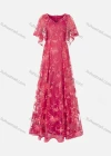 Wholesale Women's Elegant Butterfly Sleeve V Neck Pearl Lace Appliques Evening Dress - Liuhuamall