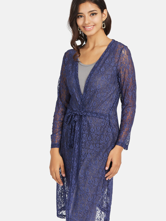 Women's Casual Long Sleeve Lace Plain Cardigan, Clothing Wholesale Market -LIUHUA, Cardigans