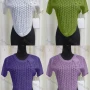 Wholesale Women's Causal Round Neck Hollow Out Curved Hem Plain Floral Knitted Top preview