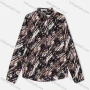 Wholesale Women's Fashion Collared Allover Print Long Sleeve Button Down Shirt With Tie preview