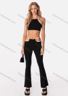 Wholesale Women's Fashion Spaghetti Strap Racerback Cami Tops & Cutout Flared Pants 2 Piece Set Q21ST283# - Liuhuamall