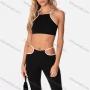 Wholesale Women's Fashion Spaghetti Strap Racerback Cami Tops & Cutout Flared Pants 2 Piece Set Q21ST283# preview