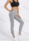Wholesale Women's Sporty High Waist Plain Topstitch Sewing Mesh Pocket Workout Leggings - Liuhuamall