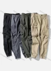 Wholesale Men's Casual Plain Ankle Length Multiple Pockets Joggers - Liuhuamall