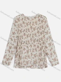 Wholesale Women's Casual Floral Print Round Neck Long Sleeve Blouse, LIUHUA CLOTHING WHOLESALE
