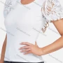 Wholesale Women's Plain Casual Embroidery Puff Sleeve Round Neck Blouse preview