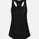 Women's Sports Quick Dry Wrap Hem Button Decor Asymmetrical Hem Racerback Tank Top Black Clothing Wholesale Market -LIUHUA