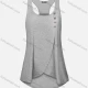 Wholesale Women's Sports Quick Dry Wrap Hem Button Decor Asymmetrical Hem Racerback Tank Top Gray Clothing Wholesale Market Liuhua