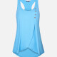 Women's Sports Quick Dry Wrap Hem Button Decor Asymmetrical Hem Racerback Tank Top Sky Blue Clothing Wholesale Market -LIUHUA