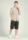 Wholesale Men's Vacation Short Sleeve Allover Tropical Print Button Front Casual Shirt - Liuhuamall