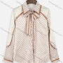 Wholesale Women's Casual Bow Tie Allover Print Long Sleeve Blouse preview