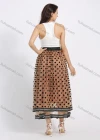 Wholesale Women's Casual Polka Dot Flock Elastic Waist Layered Flared Maxi Skirt - Liuhuamall