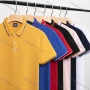 Wholesale Unisex Casual Slim Fit Short Sleeve Striped Trim Button Front Polo Shirts preview