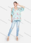 Wholesale Women's V Neck Hollow Out Sleeve Flower Print Cold Shoulder Casual Blosue - Liuhuamall