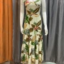 Wholesale Women's Casual High Waist Bow Knot Tropical Print Maxi Dress Y-21070# preview