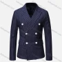 Wholesale Men's Formal & Casual Striped Double Breasted Lapel Patch Pocket Suit Jacket preview