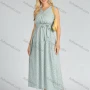 Wholesale Women's Casual V Neck Sleeveless Belted Ditsy Floral Maxi Dress preview