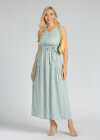 Wholesale Women's Casual V Neck Sleeveless Belted Ditsy Floral Maxi Dress - Liuhuamall